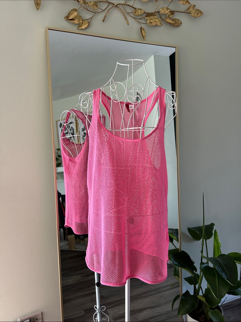 H&M Hot Pink Mesh Tank Top - Women's Sleeveless Layering Top